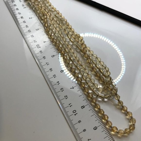 Triple Layer Clear Round & Square Glass Bead Necklace - Picture 6 of 8